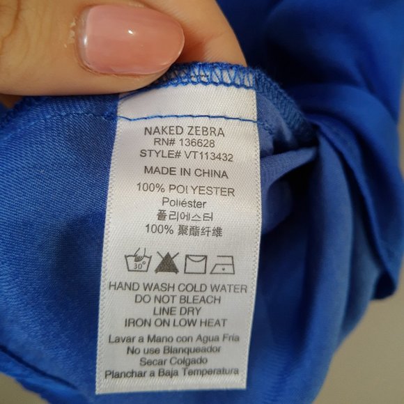 Naked Zebra Royal Blue Sleeveless Blouse - Picture 3 of 5